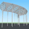 Modern Leaf Shaped Pergola With Slender Steel Columns For Outdoor Landscape