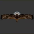 Eagle With Spread Wings Standing On Gray Gradient Background And Ground Reflection