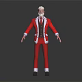 Santa Claus 3D Model With White Hair Beard And Red Formal Suit Standing Pose