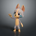 Cute 3D Cartoon Animal Character With Gray Body Yellow Belly And Waving Paw