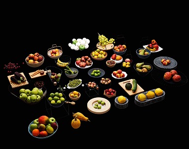 Fruit and vegetable fruit plate wine plate ornaments jewelry combination 3d model