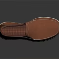 Brown Leather Slip On Shoes With White Sole And Stitched Casual Design