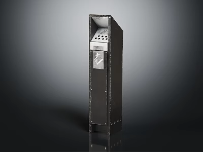 Black Tall Metal Household Bin With Open Top Slot And Functional Design 3d model