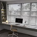 Study computer writing desk 3d model