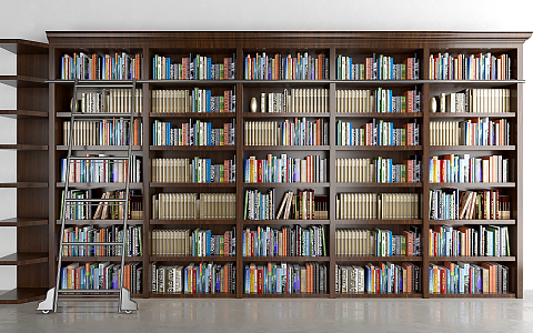 American bookcase book decoration combination 3d model