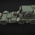 Large Green Military Truck With Multiple Wheels Ladder And Equipment