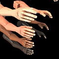 Man's Arms and Hands with Various Skin Tones Floating on Black Background