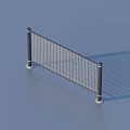Modern Metal Railing with Vertical Posts Grid Panels and Base on Blue Background with Shadow 3d model