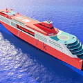 Red and White Yacht Sailing on Blue Sea Under Clear Sky with Clouds