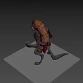 3D Rendered Fantasy Mythical Creature With Brown Mane Gray Body And Red Sash