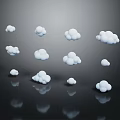 White Clouds On Black Background With Reflections In Minimalist Design 3d model