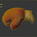 Red Boxing Glove with Textured Surface and Stitched Details Isolated on Dark Backdrop 3d model