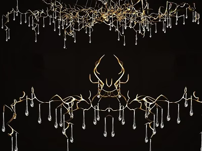 Modern Luxury Gold Branch Design Chandelier With Crystal Pendants For Interior Decor 3d model