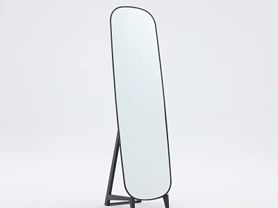 Modern Minimalist Floor Mirror with Black Stand and Sleek Design 3d model