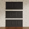 Black Rectangular Decorative Wall Panels Three Panel Set With Floral Wallpaper 3d model
