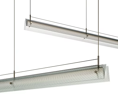 Modern Linear Suspended Pendant Light With Frosted Glass And Metal Frame Design 3d model