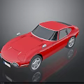Glossy Red Sports Car With Vintage Design Sleek Body Rounded Front And Silver Wheels