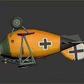 Colorful Cosmic Biplane Aircraft Model With Orange Green Pink And Black White Stripes