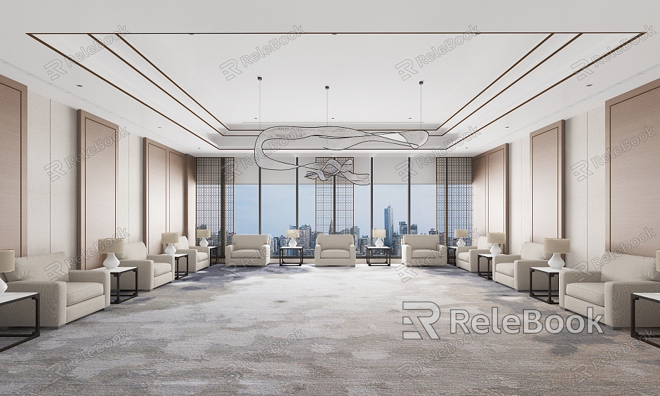 New Chinese Reception Room Reception Room model