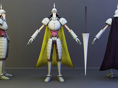 Modern game character knight 3d model