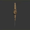 Golden Decorative Dragon Head Weapon With Silver Blades And Intricate Design