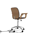 Modern Ergonomic Office Chair with Black Cushion Wooden Armrests Metal Base and Rolling Wheels