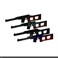Modern Tactical Weapon Series With Colorful Pattern Designs And Various Decorative Details 3d model