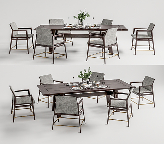 Modern Dining Table and Chair Combination Dining Table and Chair 3d model