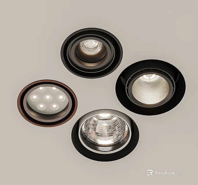 Modern Downlights And Spotlights With Various Design Styles For Home Interior Lighting 3d model 