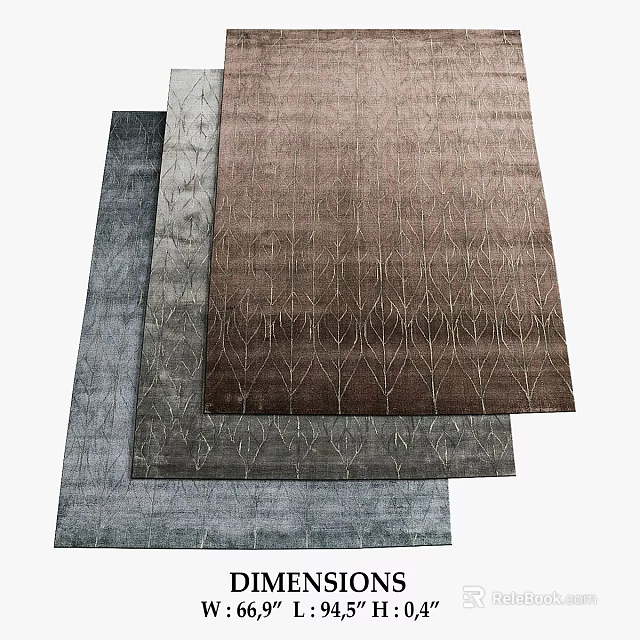 Modern Square Rugs in Dark Gray Light Gray Brown with Patterned Design and Soft Texture 3d model 