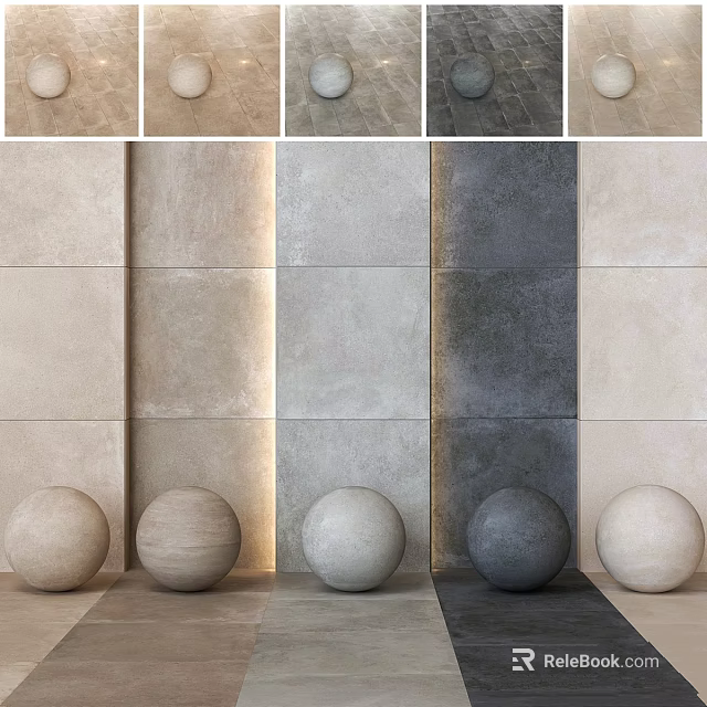 Modern Interior Wall Tiles With Various Colored Spheres And Textures Design 3d model 