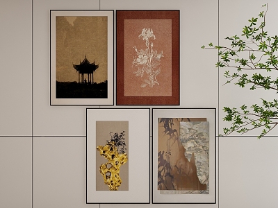 New Chinese Style Decorative Hanging Painting 3d model