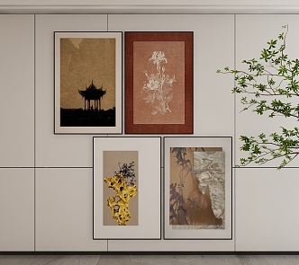 New Chinese Style Decorative Hanging Painting 3d model