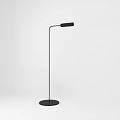 Modern Black Floor Lamp with Slim Pole Round Base and Horizontal Shade 3d model