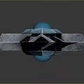 Fantasy Sword With Blue Glowing Runes Purple Hilt And Decorative Guard