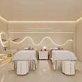 Beauty Care Salon With White Tone Two Beauty Beds Lighting Decor Green Plants And Equipment