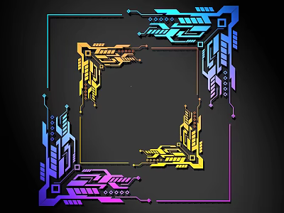 Colorful Neon Lines Creating Futuristic Abstract Geometric Patterns On Dark Background 3d model