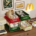 Multilayer Colorful Storage Shelves For Kitchen With Coffee Cups And Jars