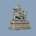 Traditional Mythical Beast Sculpture With Intricate Carving And Detailed Decorative Base