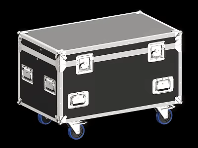 Black Storage Case With Metal Frame Latches And Rolling Wheels 3d model