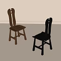 Minimalist Wooden Single Chairs With Different Colors And Solid Wood Design 3d model