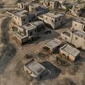 Tactical Combat Weapon In Desert Ruins Buildings Aerial View Battlefield Game