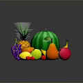 Fresh Assorted Fruits Including Pineapple Watermelon Grapes Pears Bananas Cherries And Strawberries On Dark Background