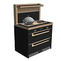 Modern Black Gold Integrated Kitchen Appliance With Cooktop Range Hood And Drawers