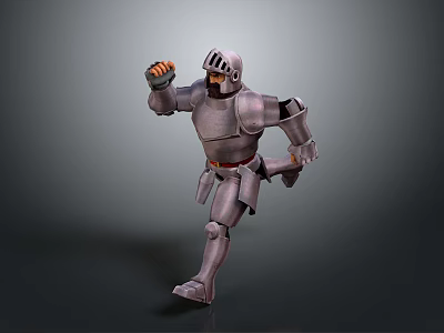 3D Fantasy Knight Character In Steel Armor With Dynamic Running Pose 3d model