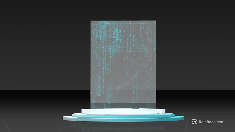 Projection Monitoring System With Transparent Panel And Blue Data Patterns On Platform 3d model 