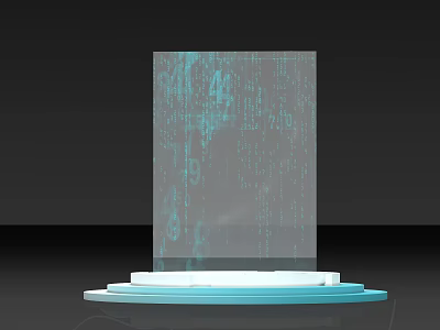 Projection Monitoring System With Transparent Panel And Blue Data Patterns On Platform 3d model