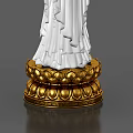 Exquisite Guanyin Sculpture Carving With White Stone Body And Golden Details