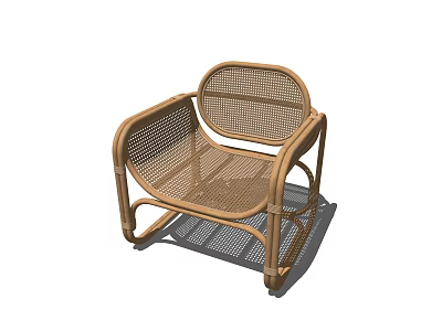 Natural Rattan Woven Leisure Chair With Sturdy Armrests And Comfortable Backrest 3d model