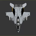 Two Seat Fighter Jet With Cockpit Tail Fins Yellow Tips And Missiles On Gray Background 3d model